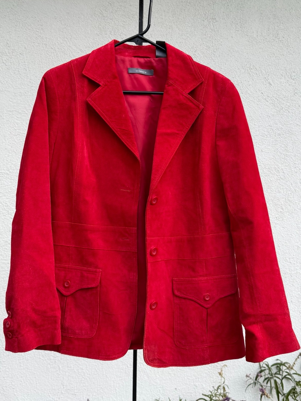 Red Genuine Suede Blazer Jacket Vintage Style Liz Clairborne
